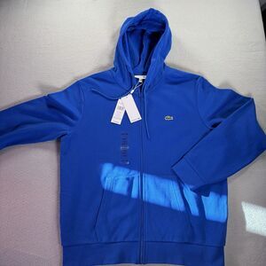 Lacoste Hoodie Mens XL Ultra Marine Full Zip Sweatshirt Sweater Logo NWOT